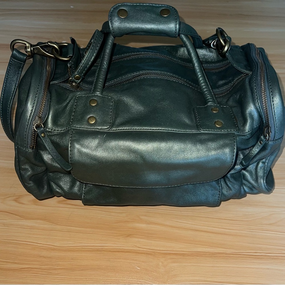 Calypso Green Genuine Leather Duffle Bag